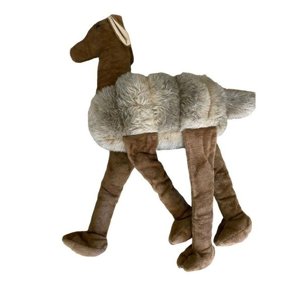 Vintage Llama Alpaca Plush Animal Large 21" long Jumbo Plush marble eyes - Picture 5 of 12